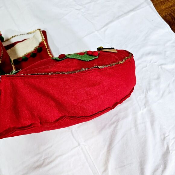 Vintage Large 22" Felt Pompoms Pixie Elf Christmas Stocking Tree Snowman 1960s - Picture 3 of 15